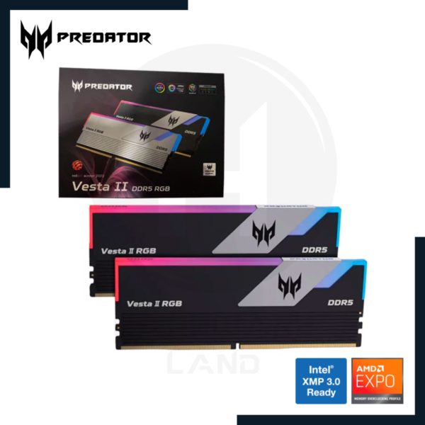 memoria ram predator vesta ii rgb 32gb (2x16gb) ddr5 6000mhz cl34 | intel xmp & amd expo 1