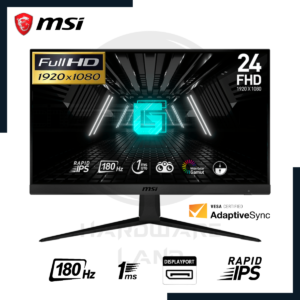 monitor gaming msi g2412f 24" 1920x1080 fhd rapid ips 180hz 1ms hdmi displayport adaptive sync 1