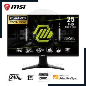 monitor gaming msi mag 255xfv 24.5" 1920x1080 fhd rapid va 240hz 1ms hdmi displayport adaptive sync 1